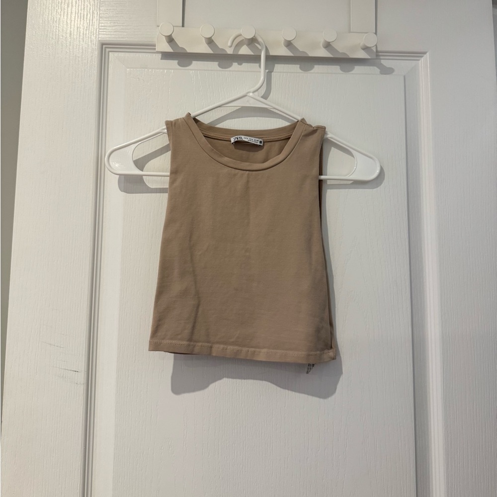 Zara Tan Sleeveless Crop Top